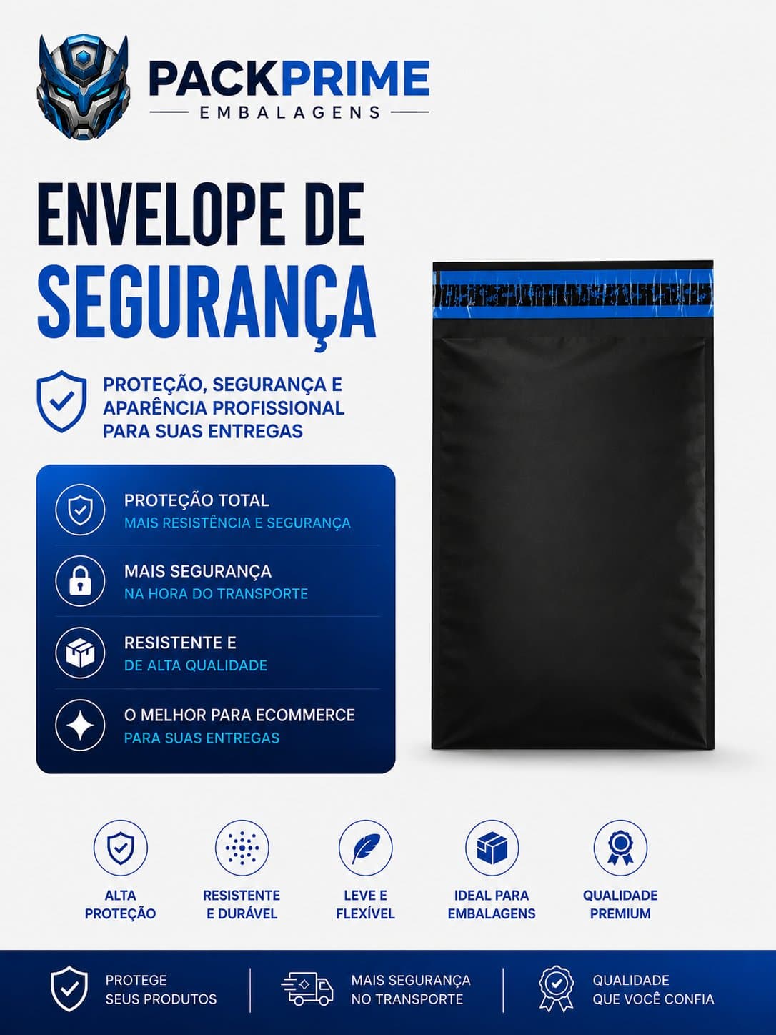 Envelope de Segurança 19x25 Preto/Cinza